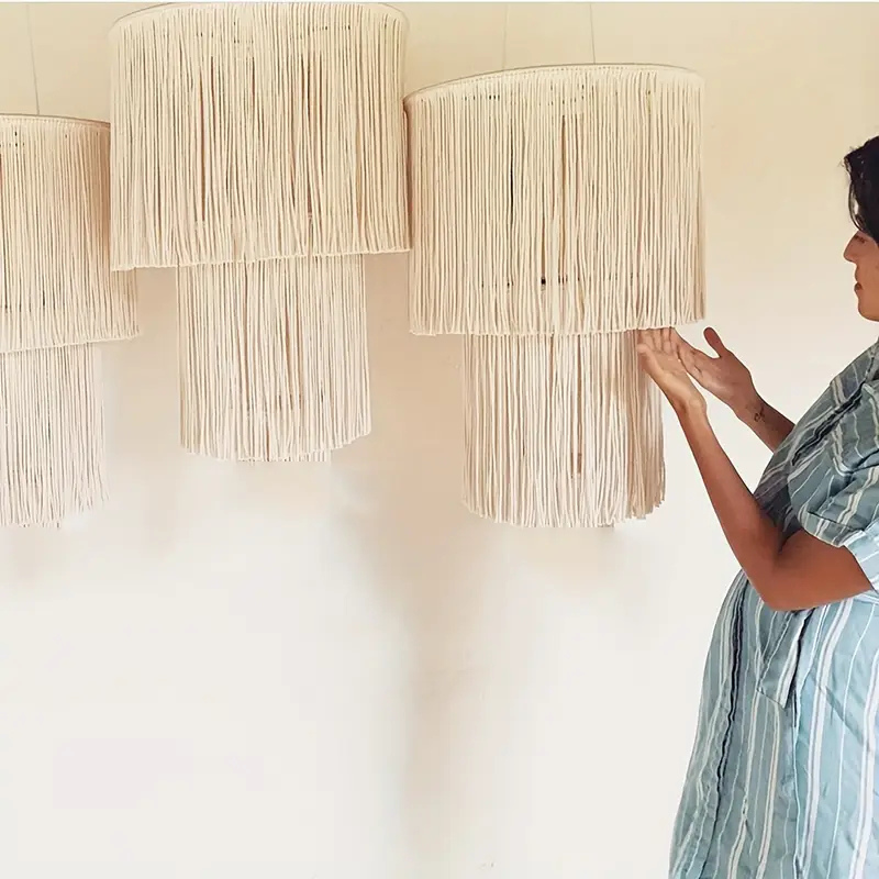 BoheemseHandgeweven Wandtapijt Lampenkap - Scandinavische stijl Hanglamp