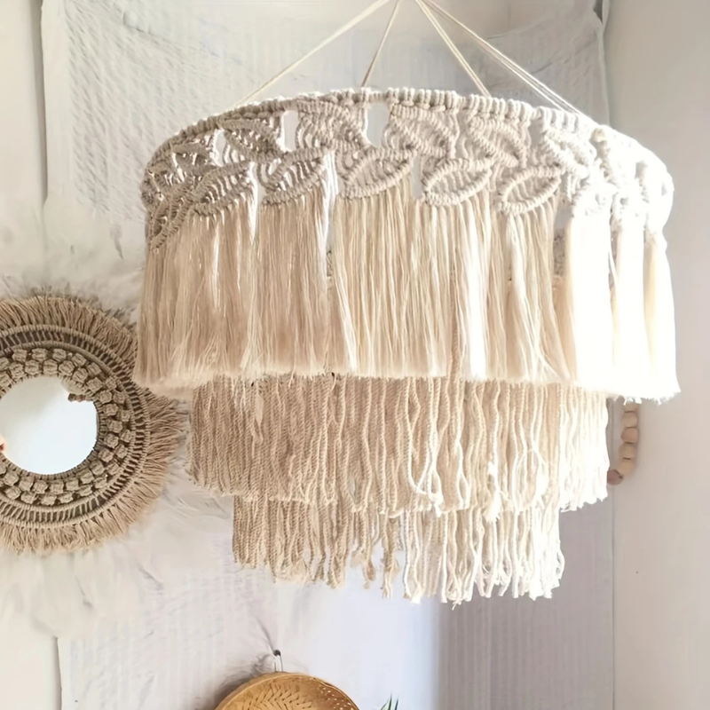 BoheemseHandgeweven Wandtapijt Lampenkap - Scandinavische stijl Hanglamp
