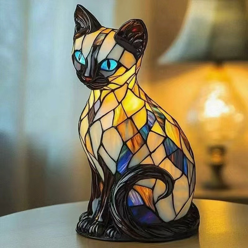 Tafellamp Glas Handgemaakt Kat Sfeerverlichting Decoratie
