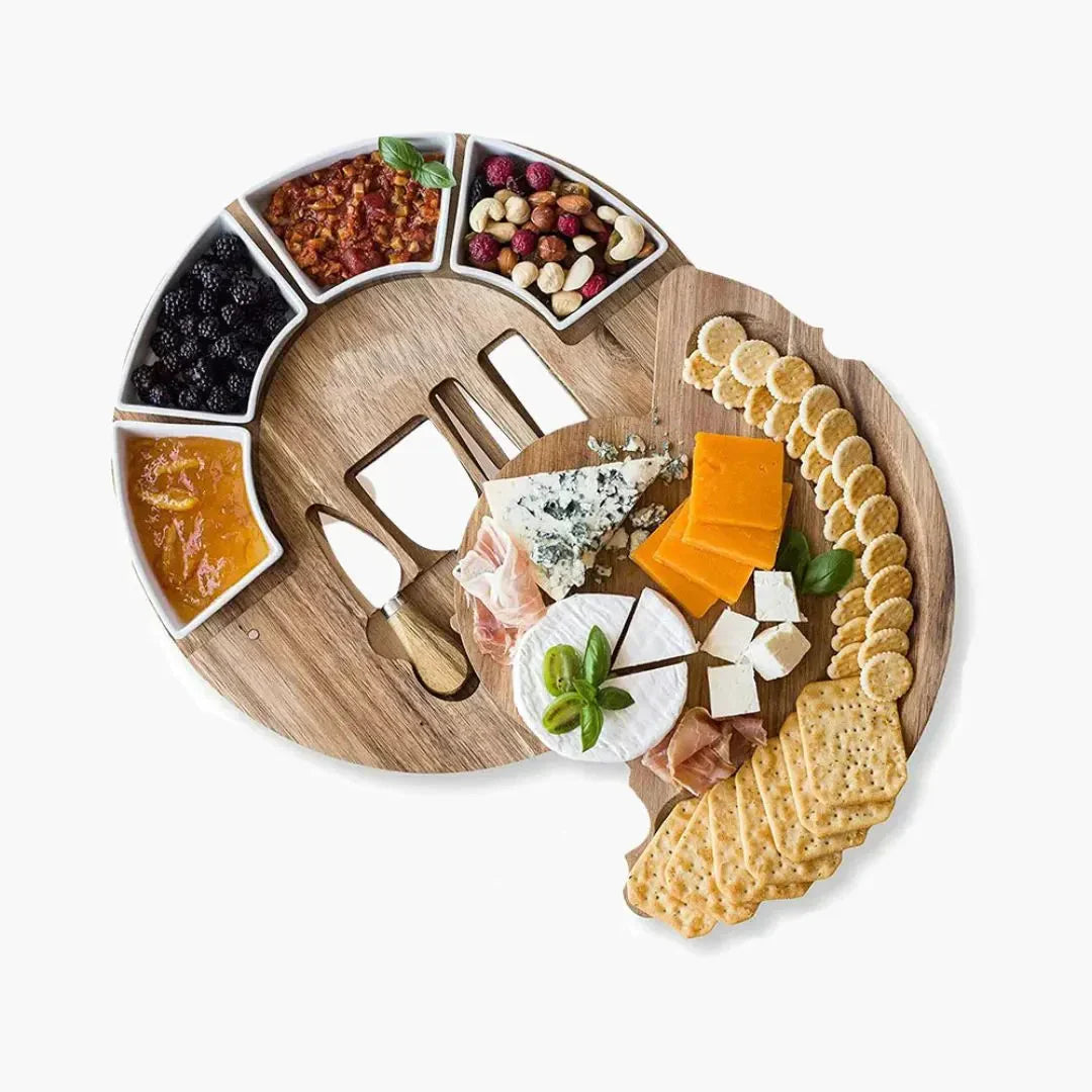 Kaasplank Charcuterie Set Acaciahout Messen Schalen Presentatie