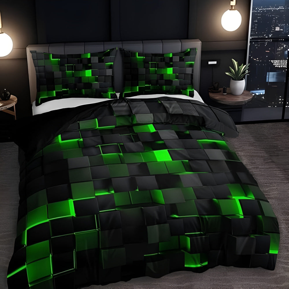 Dekbedovertrek Microvezel 3D Neon Grid Modern
