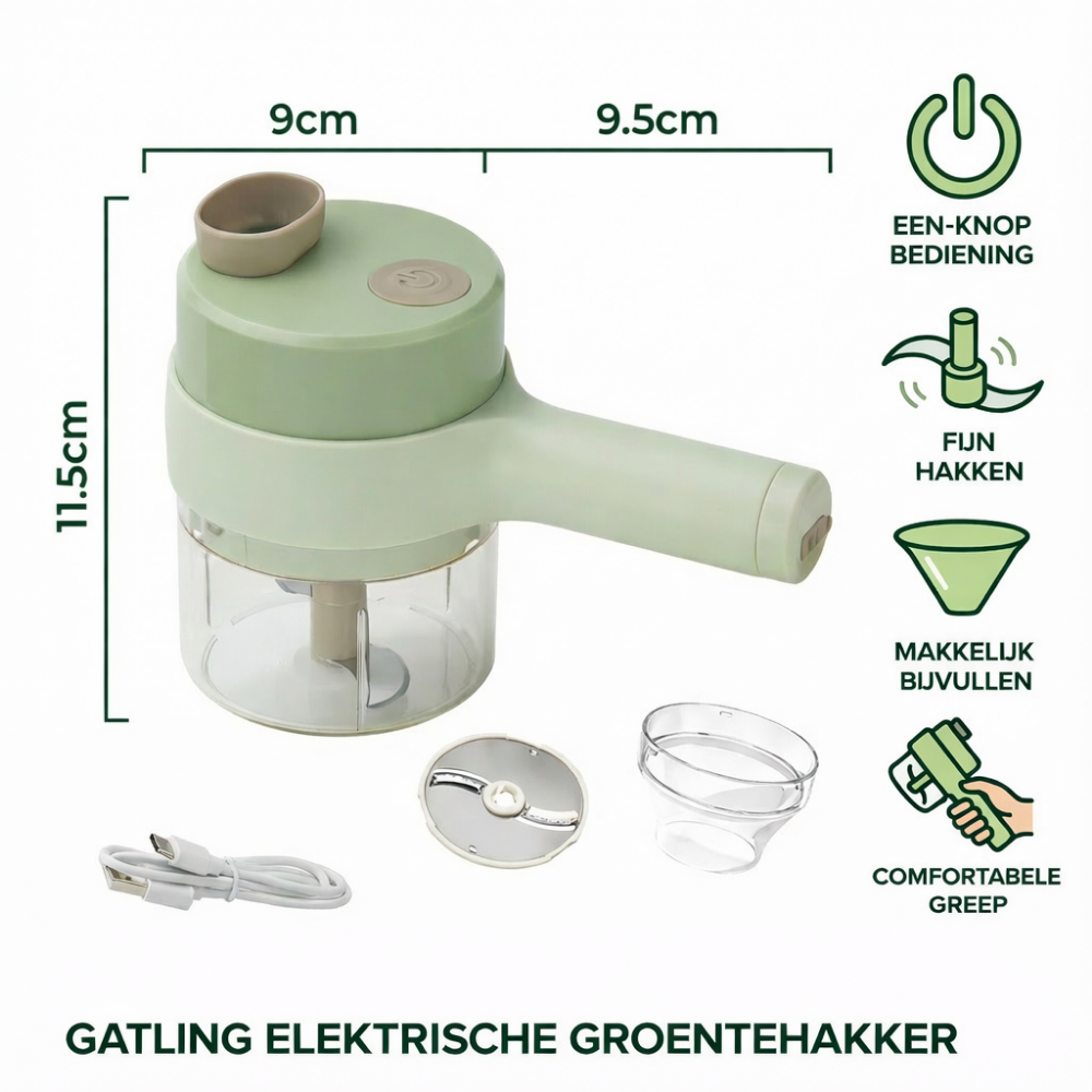Groentesnijder Elektrisch Oplaadbaar Keuken Hakmolen