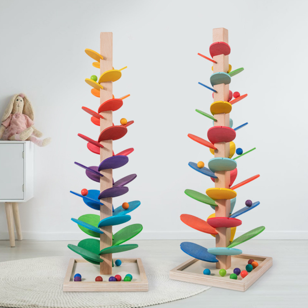 Houten Speelgoed Knikkerbaan Montessori Regenboog Educatief