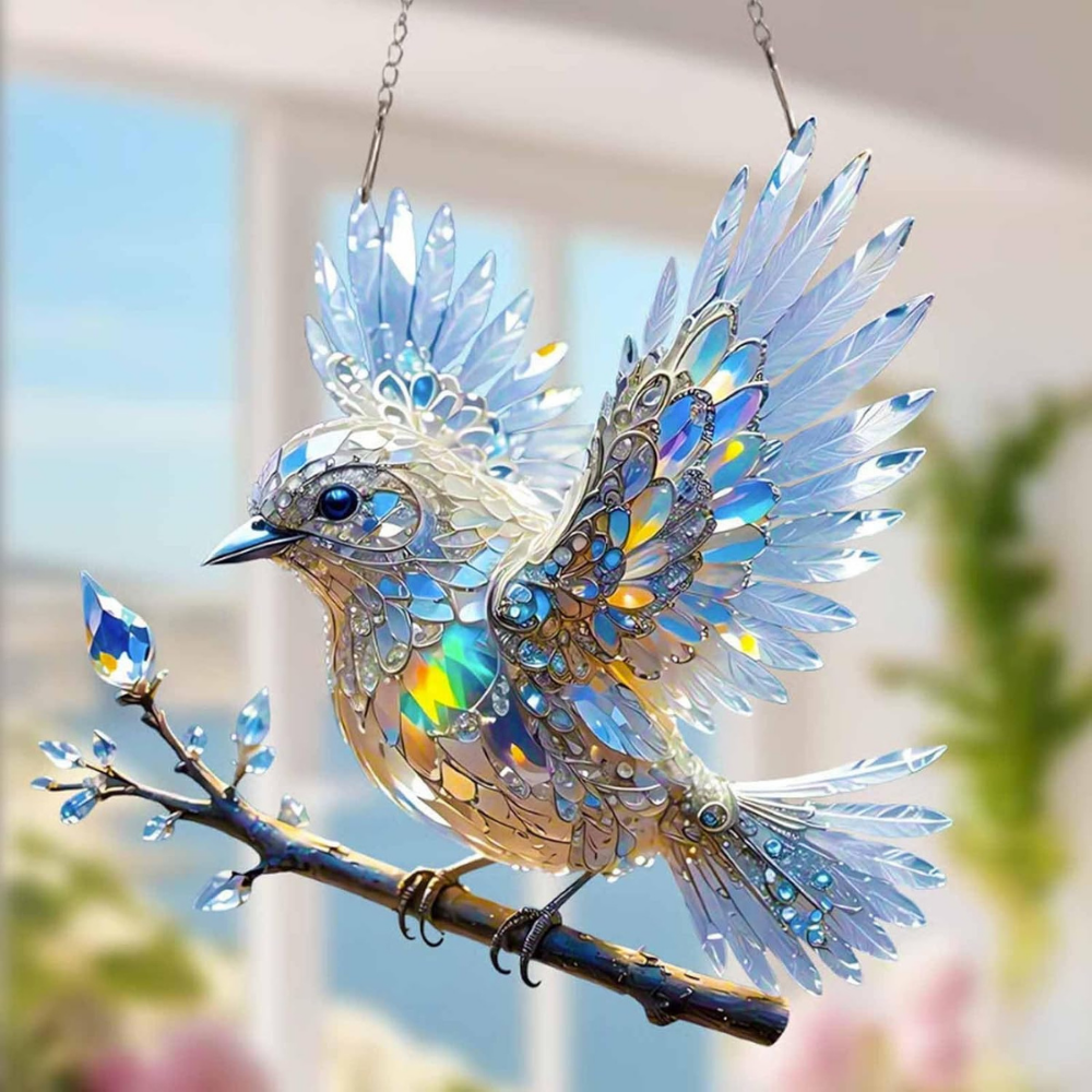 Raamdecoratie Vogel Glas In Lood Stijl Acryl