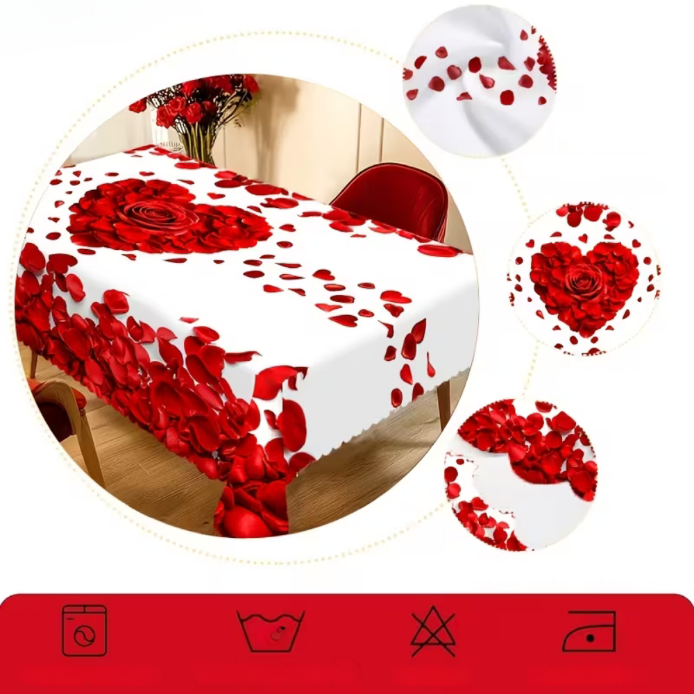 Tafelkleed Rozen Hart Polyester Romantische Tafeldecoratie