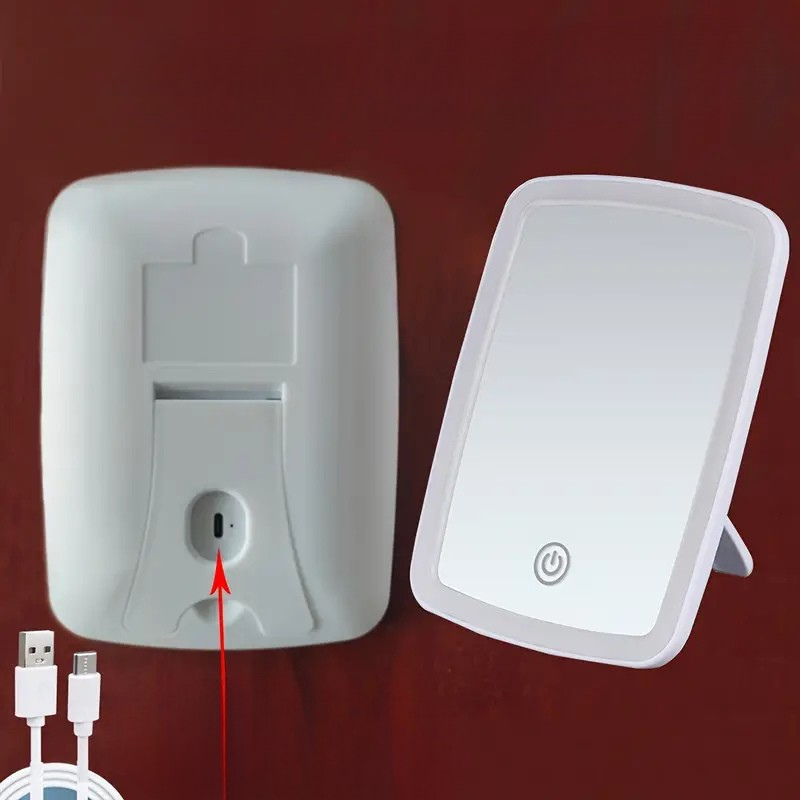 Draagbaar LED Make-uplamp met Spiegel en USB-Oplaadfunctie
