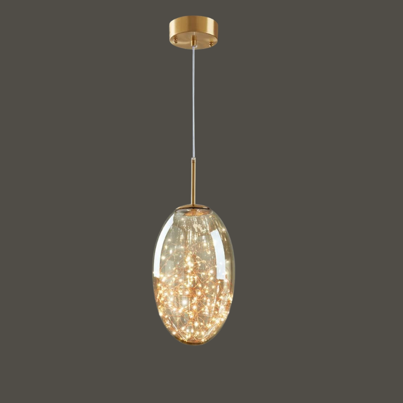 Moderne Grijze Glas Hanglamp met Sterrenhemel Effect