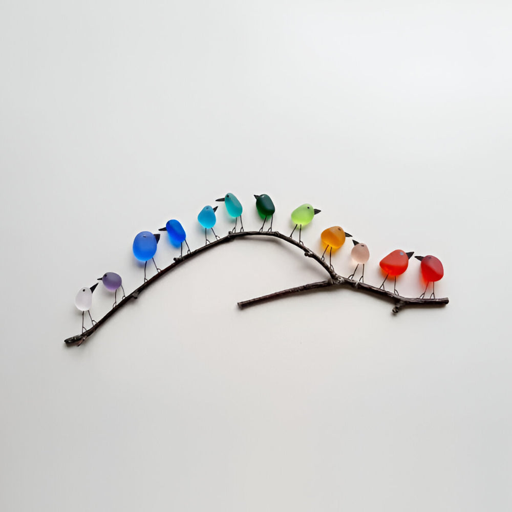 Wanddecoratie Glas Vogels Driftwood Kuststijl Muurkunst