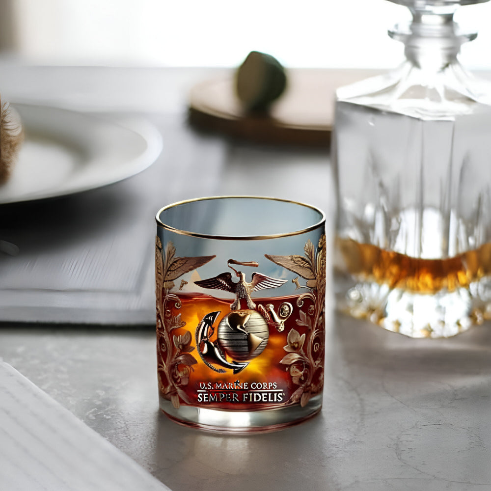 Whiskey Glas Veteranen Tribute Goud Reliëf Drinkglas