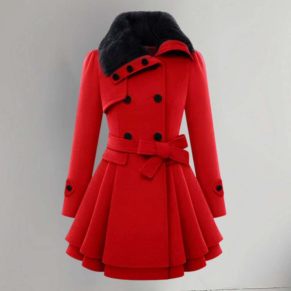Dames Winterjas Elegante Mantel Warm Gevoerd Tailleband