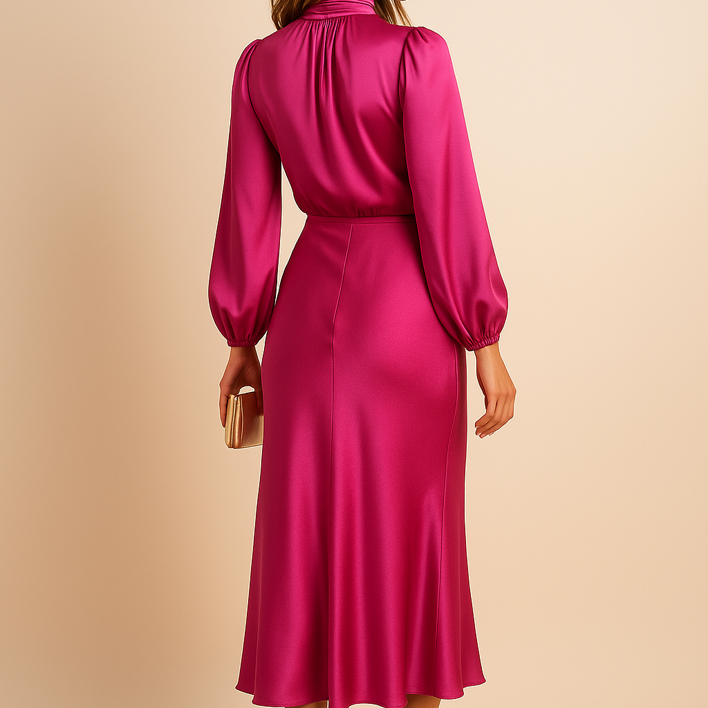 Women's Guest Wedding High Neck Dress | Formal Midi - Image 8