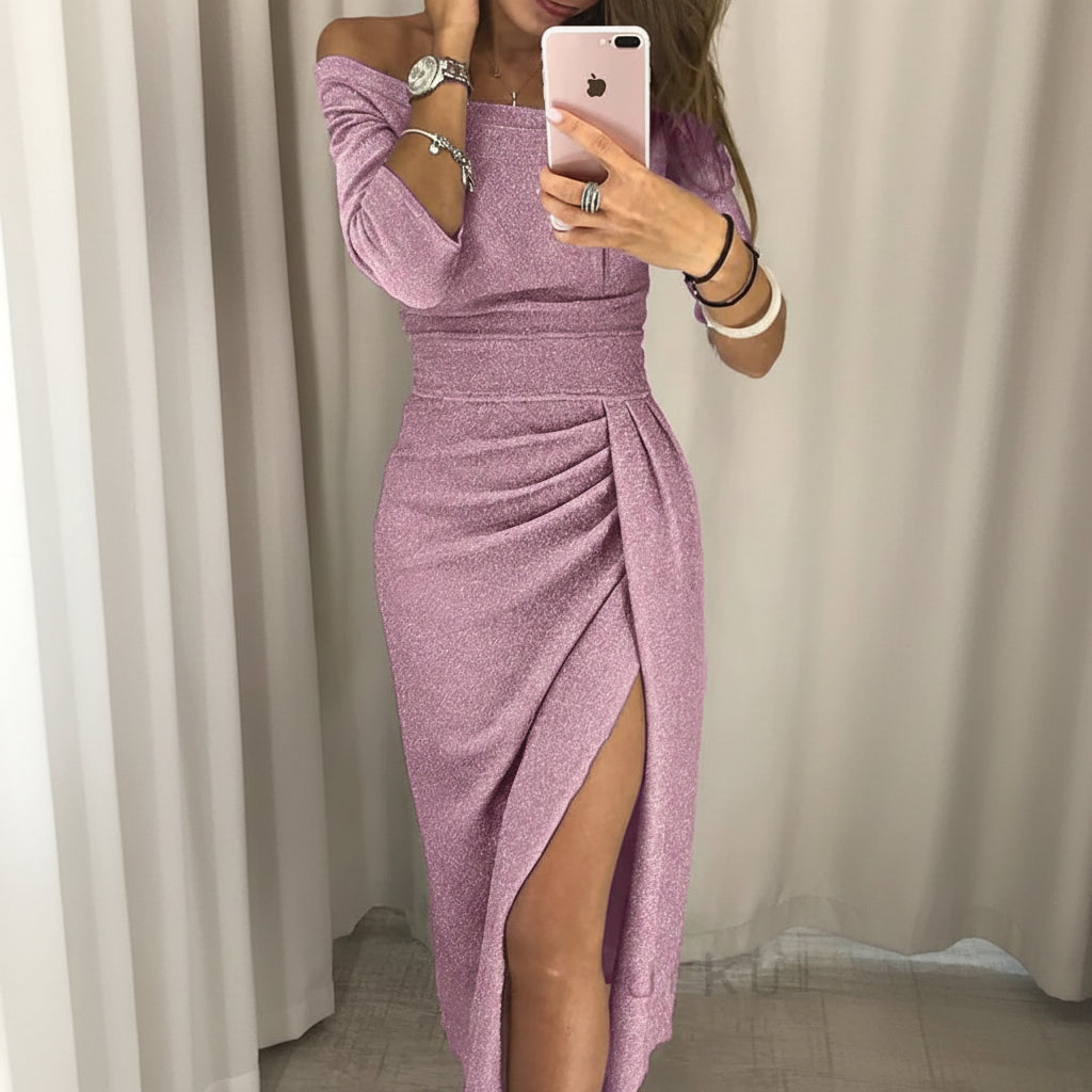 Women's Guest Wedding Party Dress Off-Shoulder | Glitter - Image 8