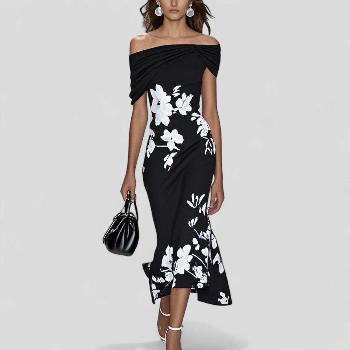 Women's Summer Formal Floral Midi Dress | Off-Shoulder - Image 3