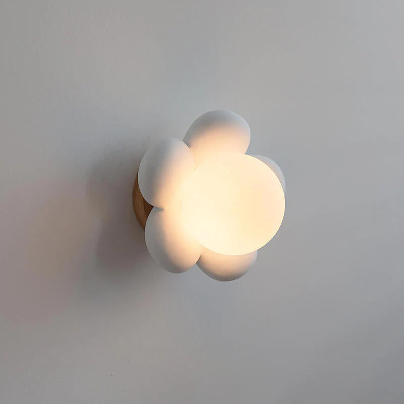 Moderne Bloemen Wandlamp van Glas en Keramiek