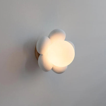 Moderne Bloemen Wandlamp van Glas en Keramiek
