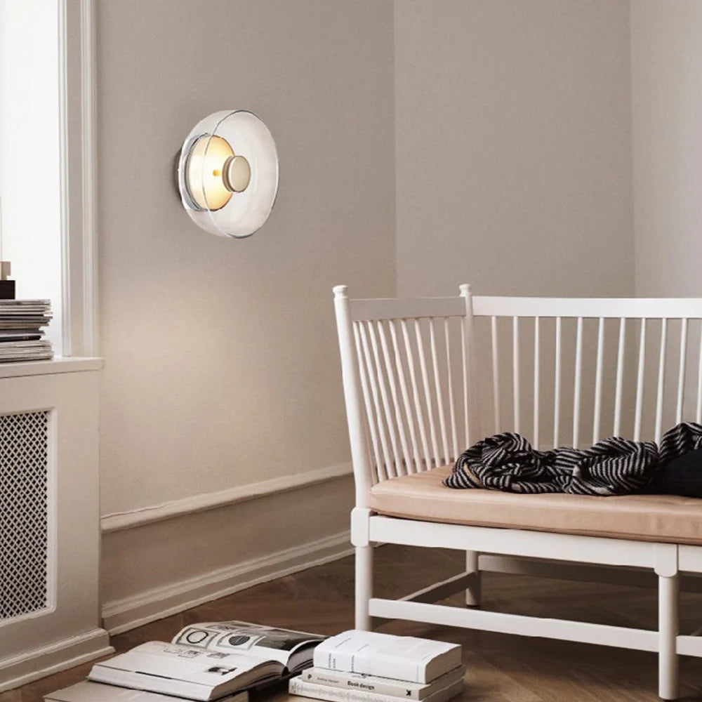 Moderne Duidelijk Ronde LED Glazen Wandlamp