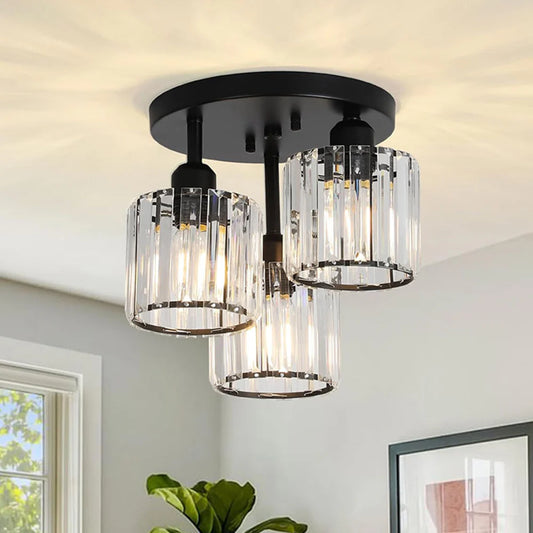 Moderne Kristallen Semi-Flush Plafondlamp voor Slaapkamer en Woonkamer