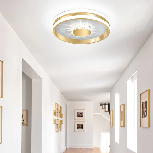 Gouden Kristallen LED Plafondlamp voor Hal – Elegante Sfeer in Slaapkamer en Gang