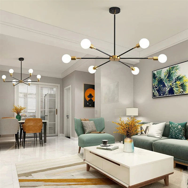 Moderne Ijzeren Hanglamp - Industriële Elegantie in 6 Lichten