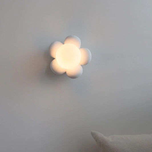 Moderne Bloemen Wandlamp van Glas en Keramiek