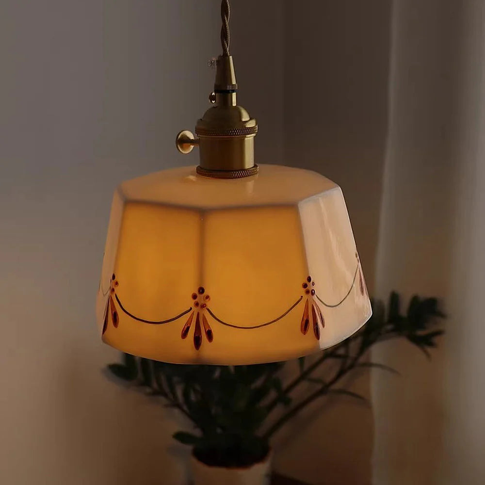 Retro Klassiek Keramisch Wit Hanglamp