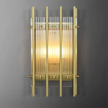 Luxe Rechthoekige Wandarmatuur 17″H van Glas en Messing