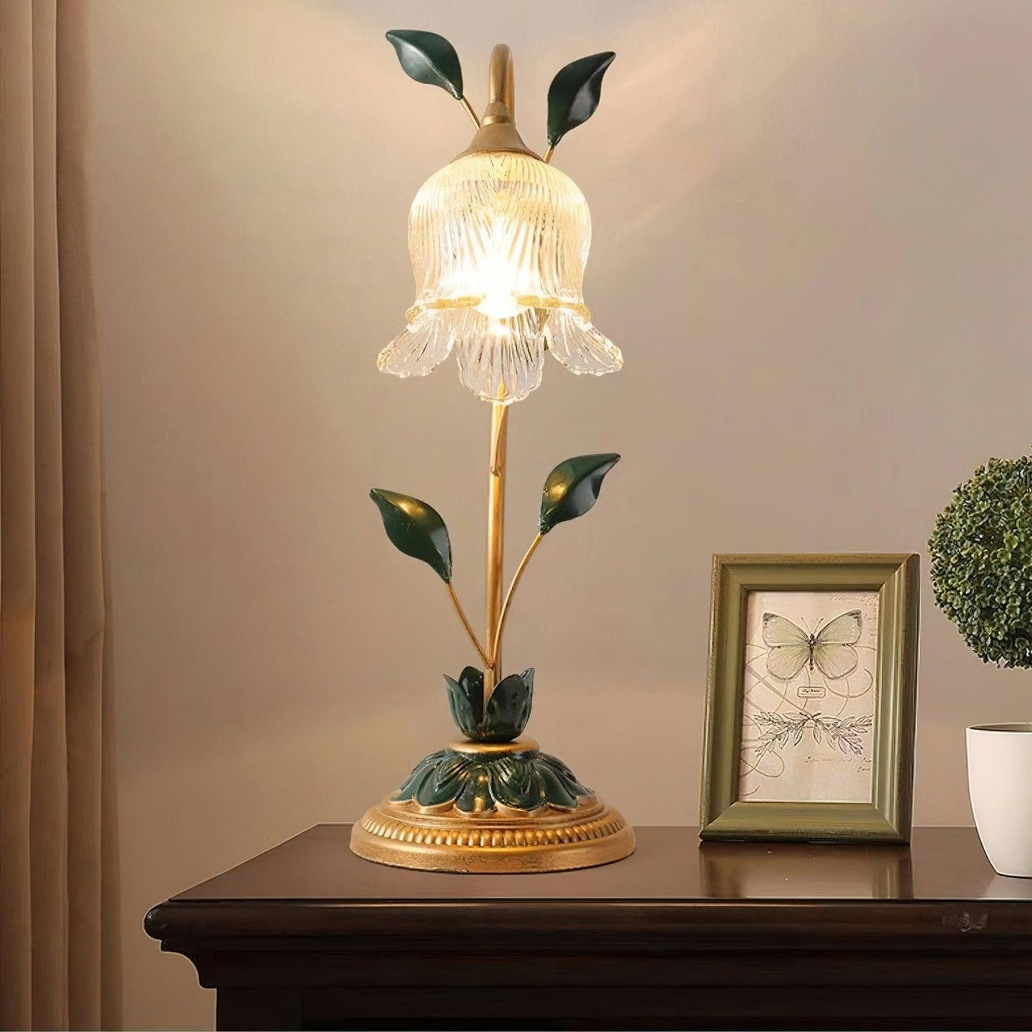 Luxe Ambacht  Pastorale Bloemen Tafellamp