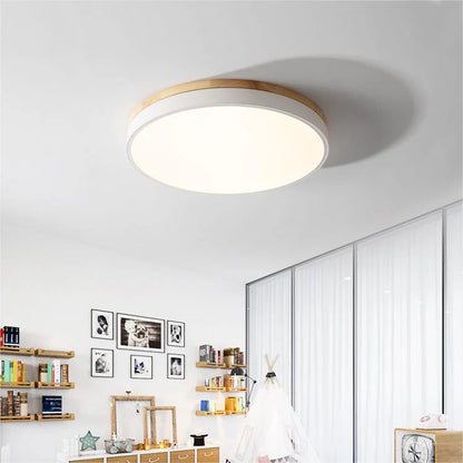 Houten Plafondlamp Flush Mount Rond