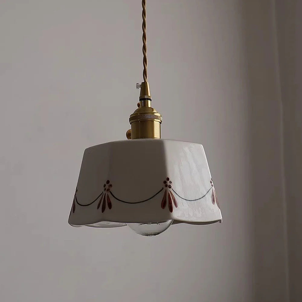 Retro Klassiek Keramisch Wit Hanglamp