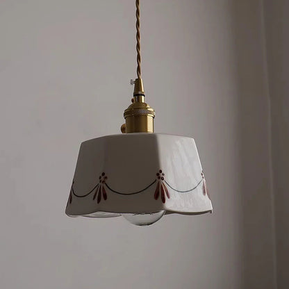 Retro Klassiek Keramisch Wit Hanglamp