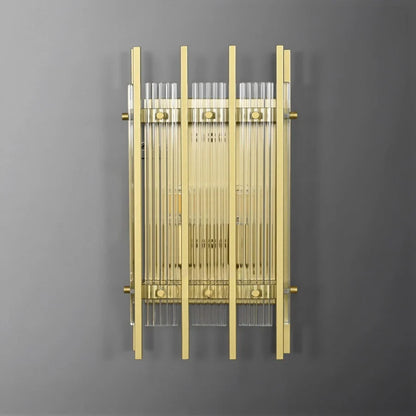 Luxe Rechthoekige Wandarmatuur 17″H van Glas en Messing