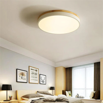 Houten Plafondlamp Flush Mount Rond