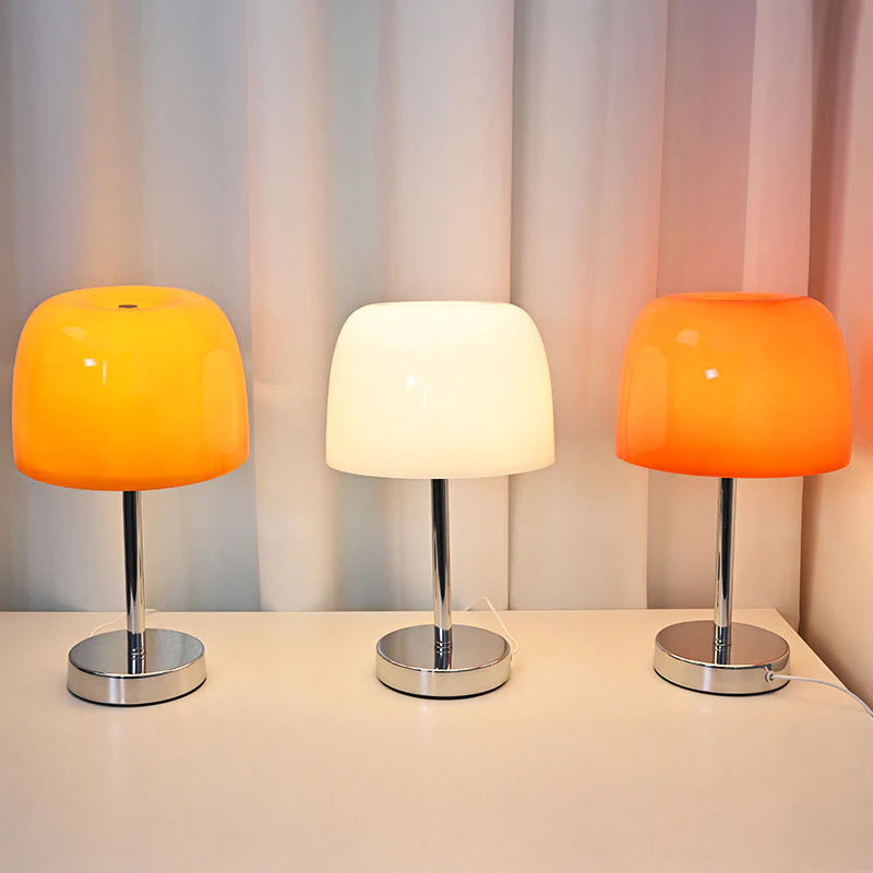 Glazen Paddenstoel Tafellamp met Warm LED Licht