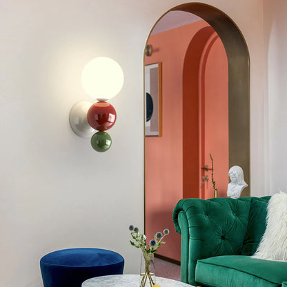 Moderne Crèmekleurige Smeedijzeren Bolvormige Wandlamp