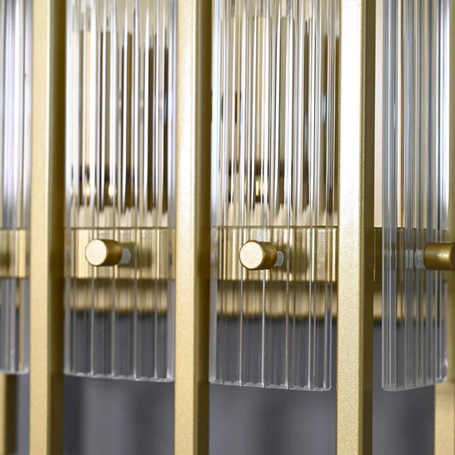 Luxe Rechthoekige Wandarmatuur 17″H van Glas en Messing
