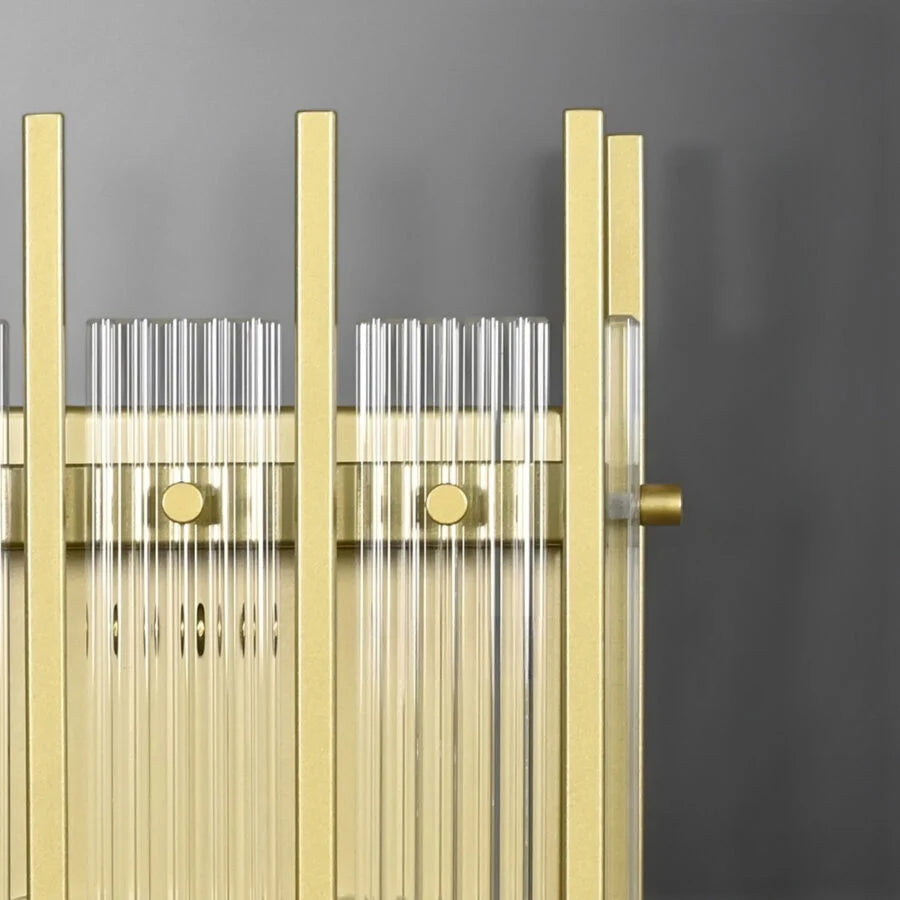 Luxe Rechthoekige Wandarmatuur 17″H van Glas en Messing