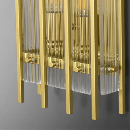 Luxe Rechthoekige Wandarmatuur 17″H van Glas en Messing