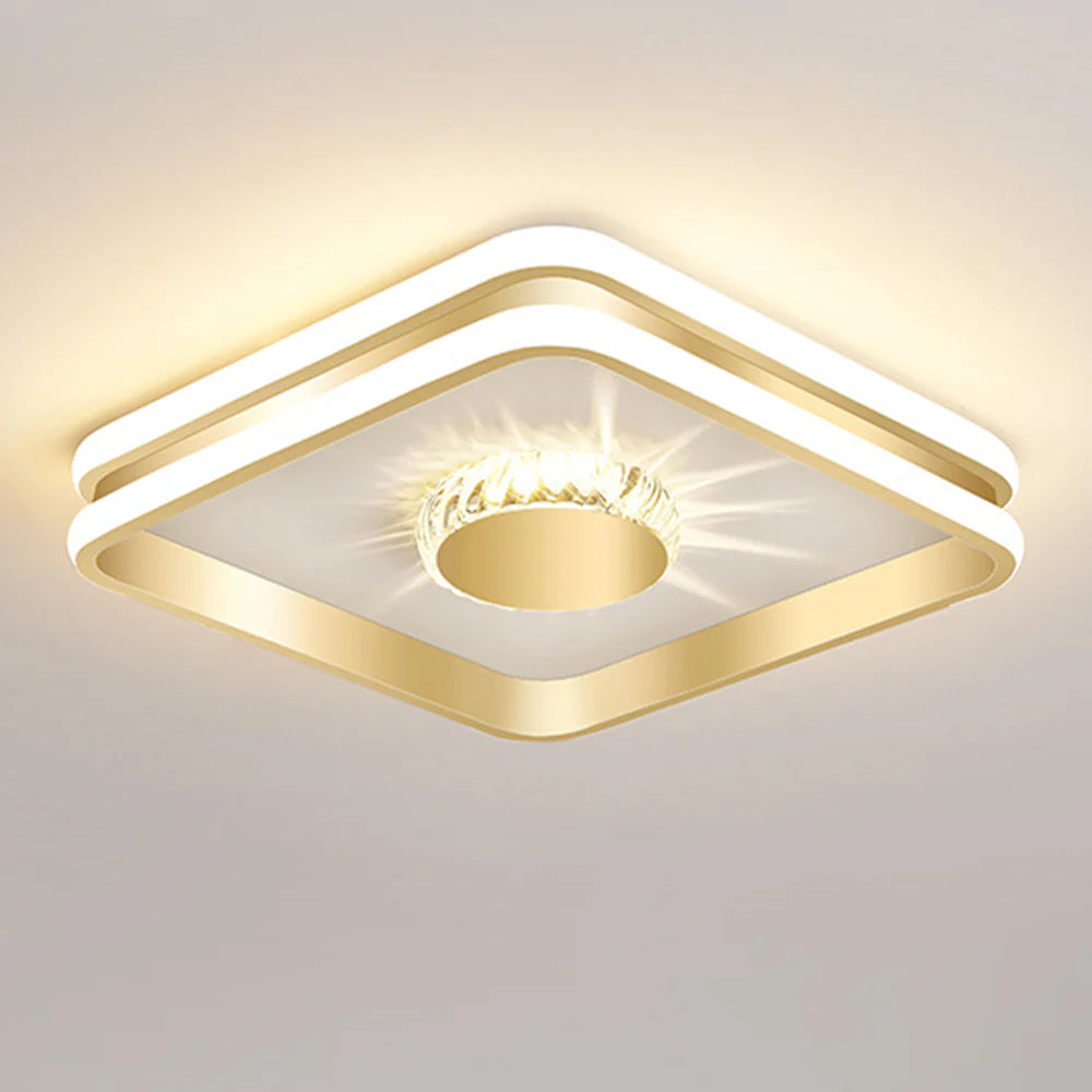 Gouden Kristallen LED Plafondlamp voor Hal – Elegante Sfeer in Slaapkamer en Gang