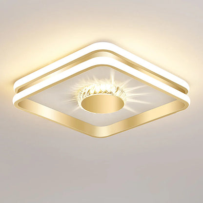 Gouden Kristallen LED Plafondlamp voor Hal – Elegante Sfeer in Slaapkamer en Gang