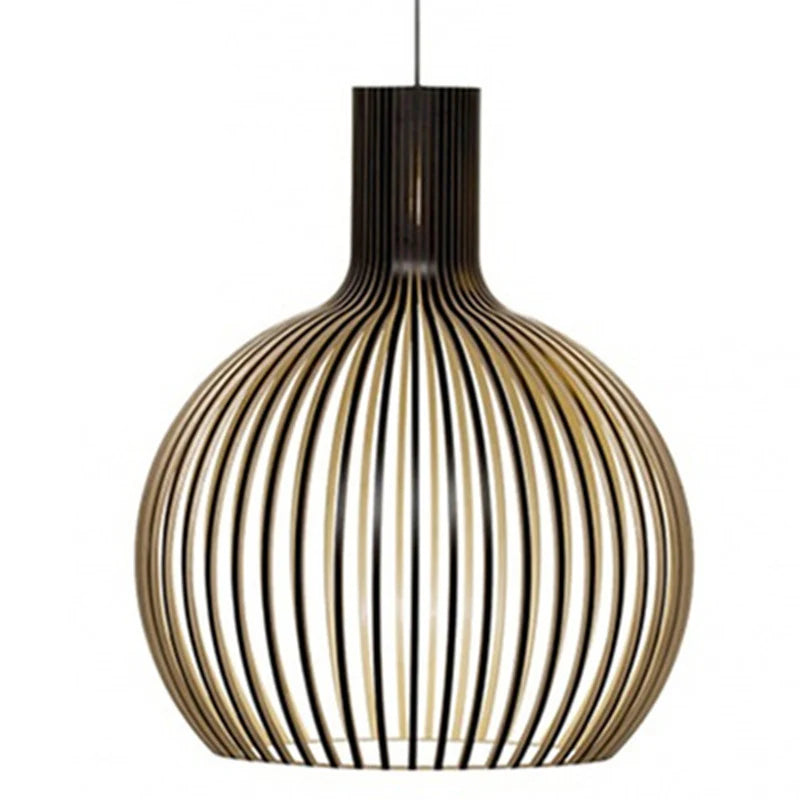 Vintage Houten Hanglamp met Uniek Licht