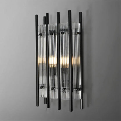 Luxe Rechthoekige Wandarmatuur 17″H van Glas en Messing