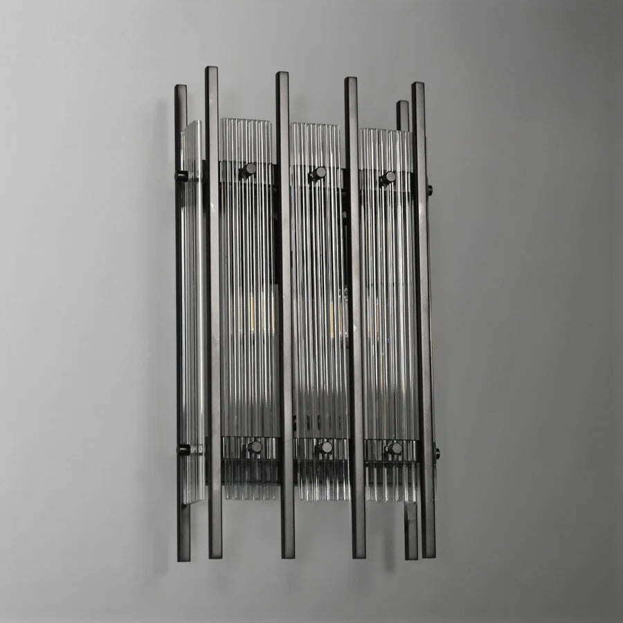 Luxe Rechthoekige Wandarmatuur 17″H van Glas en Messing
