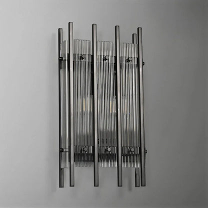 Luxe Rechthoekige Wandarmatuur 17″H van Glas en Messing