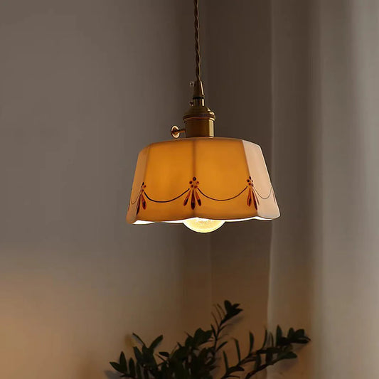 Retro Klassiek Keramisch Wit Hanglamp