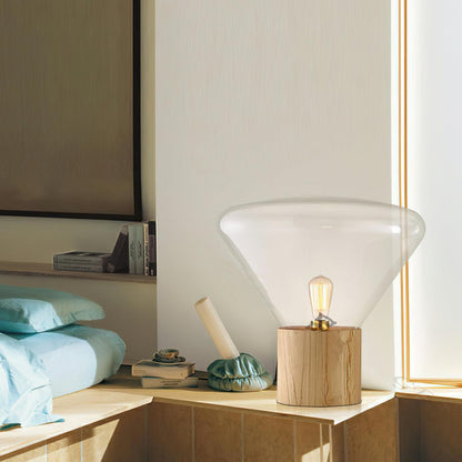 Stijlvolle Glas & Hout Combinatie Tafellamp