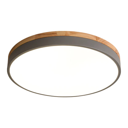 Houten Plafondlamp Flush Mount Rond
