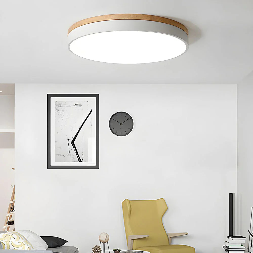 Houten Plafondlamp Flush Mount Rond