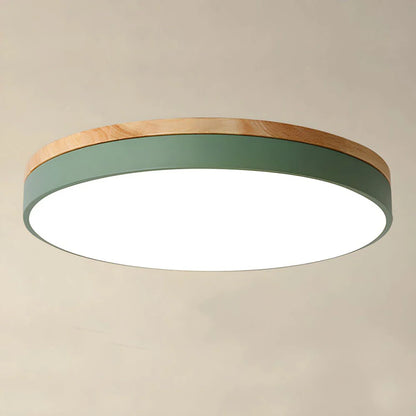 Houten Plafondlamp Flush Mount Rond