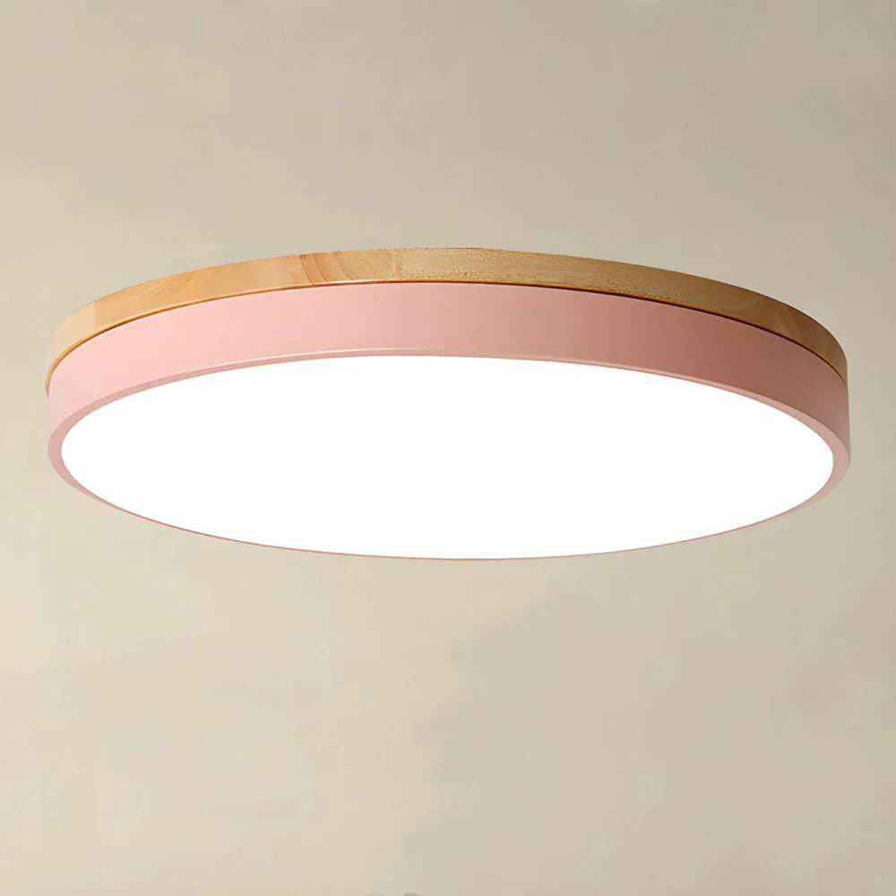 Houten Plafondlamp Flush Mount Rond