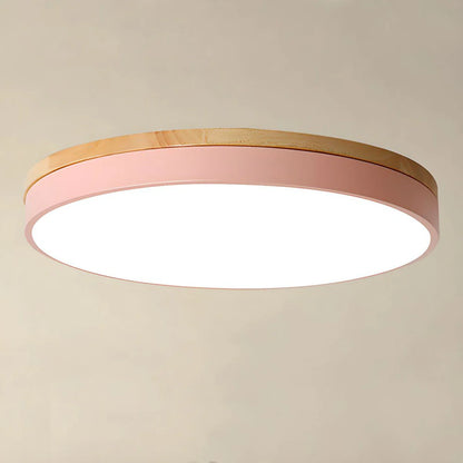 Houten Plafondlamp Flush Mount Rond